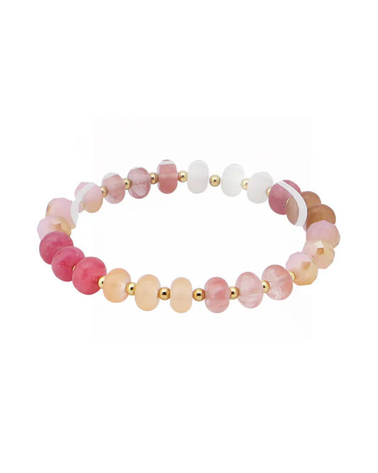 Pink and Red Crystal Beaded Bracelet
