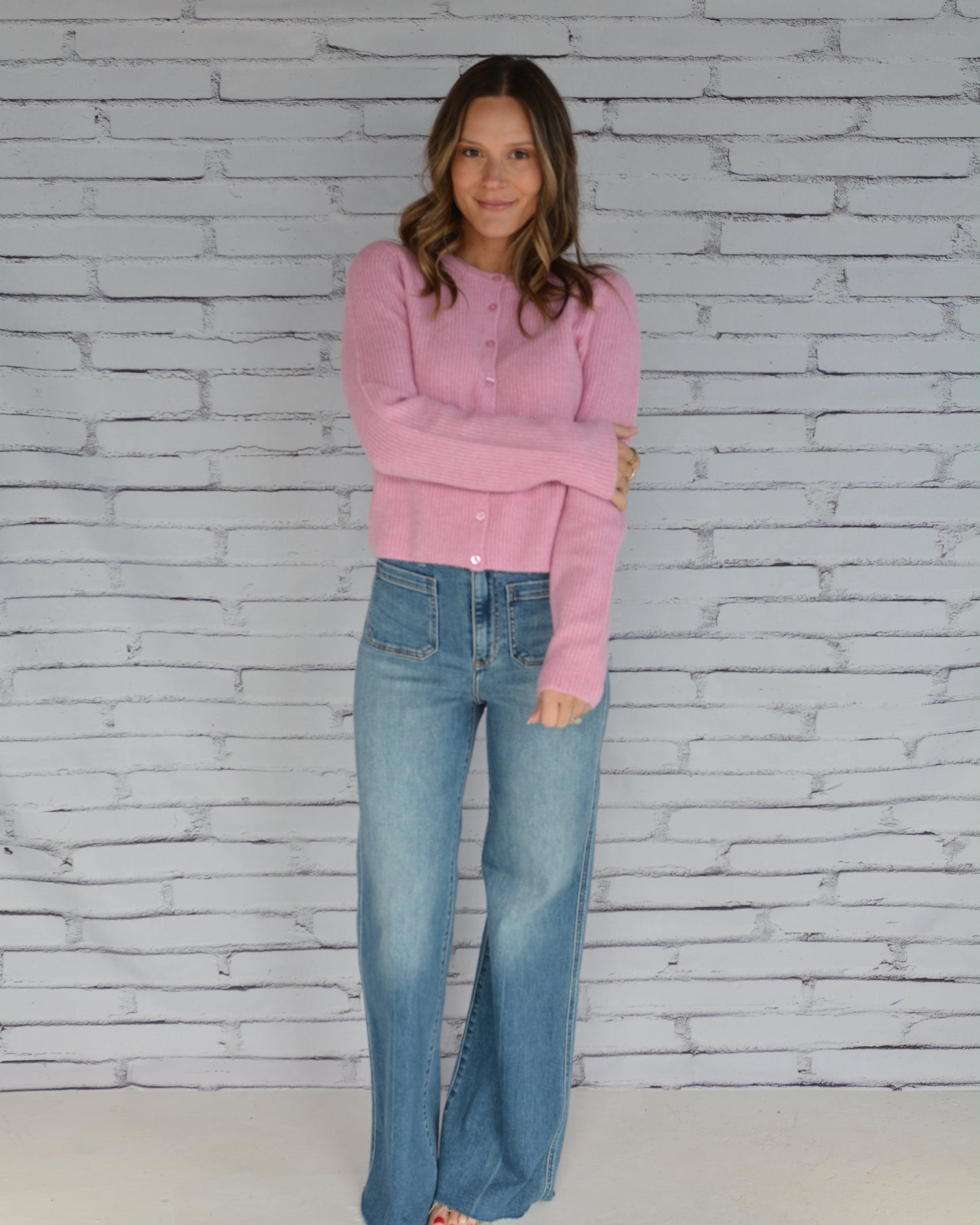 Median Rib Cardigan Pink Crush