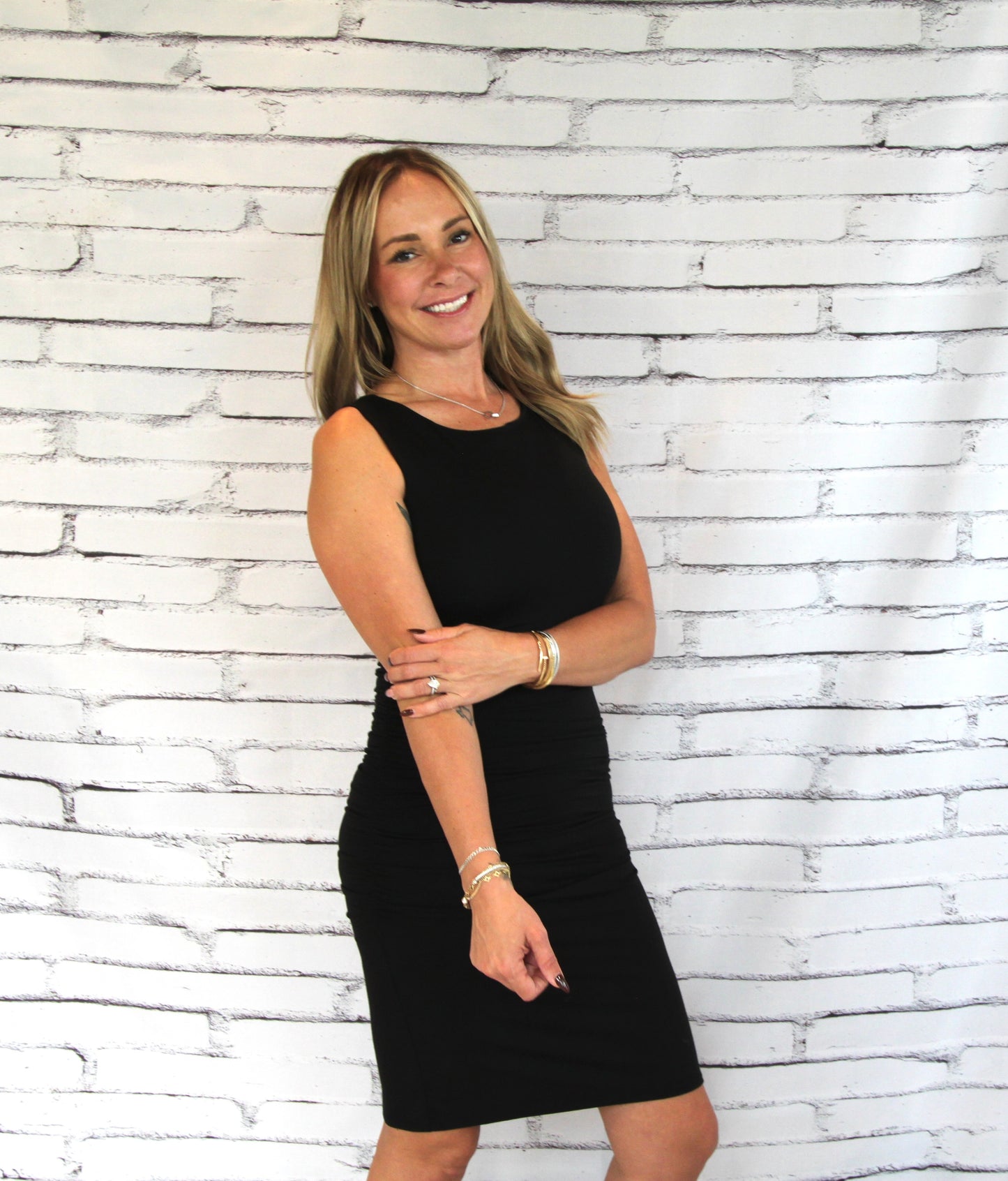 Boatneck Sleeveless Mini Black