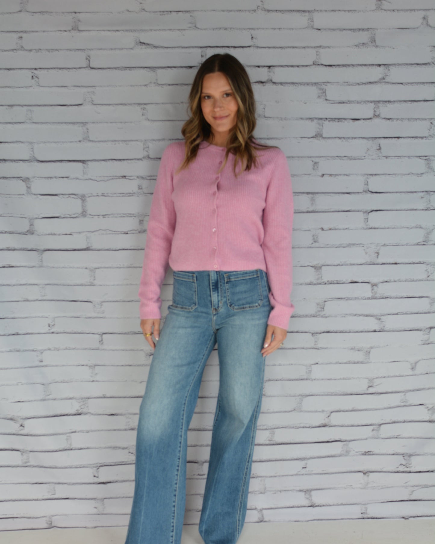 Median Rib Cardigan Pink Crush