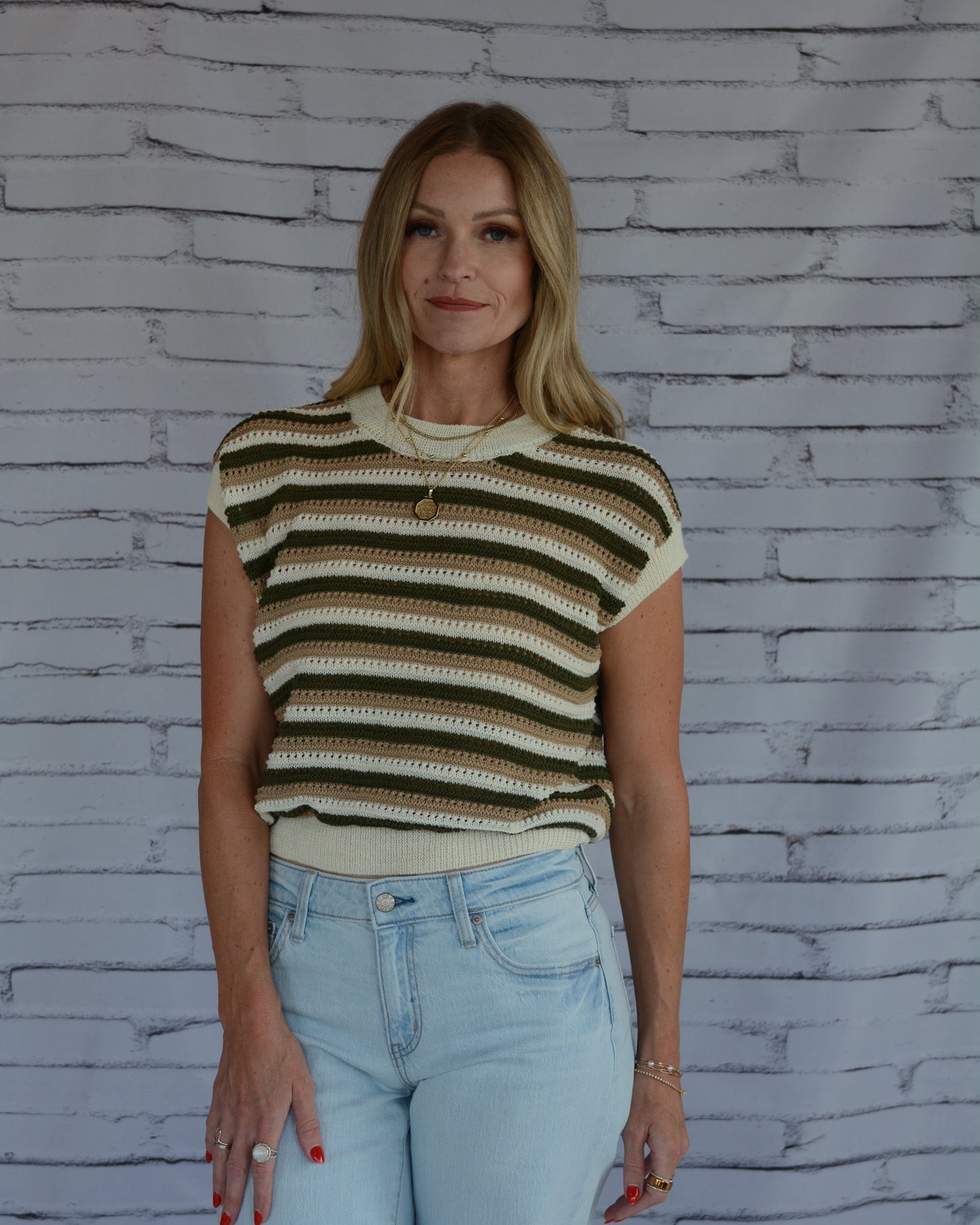 Dover Stripe Sweater Olive