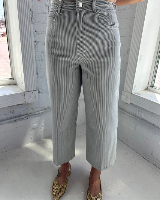 Audrey Wide Leg Railroad Grey