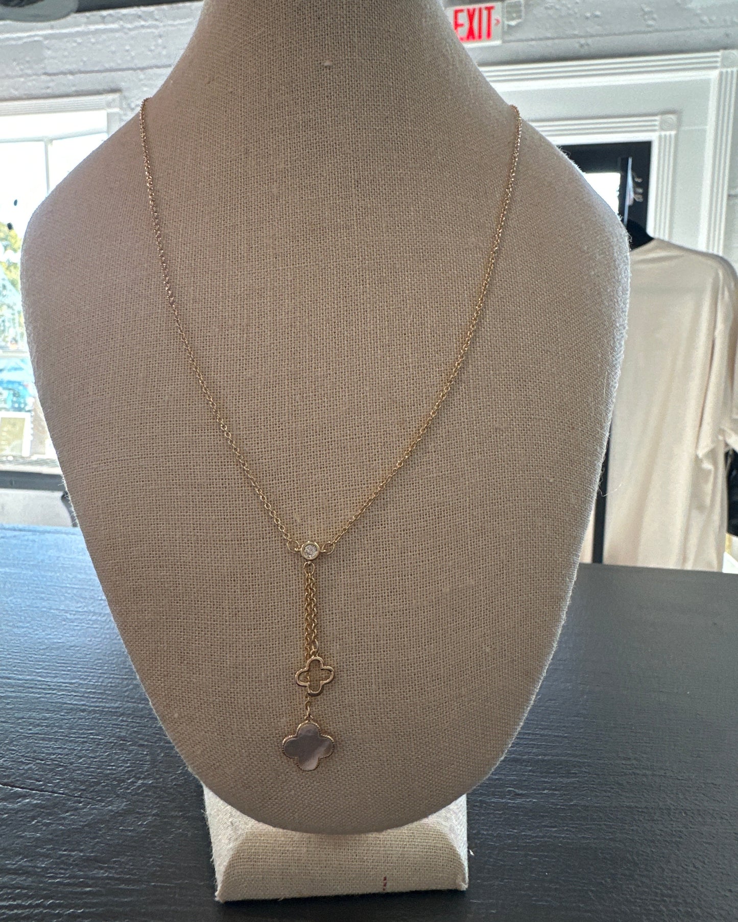 Gold Clover Necklace with Open Clover