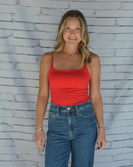 Clean Line Square Cami Red
