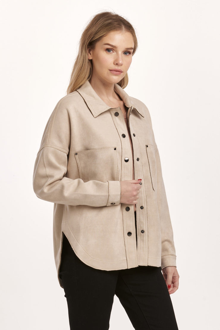 Gina Shirt Jacket- Foam Cream