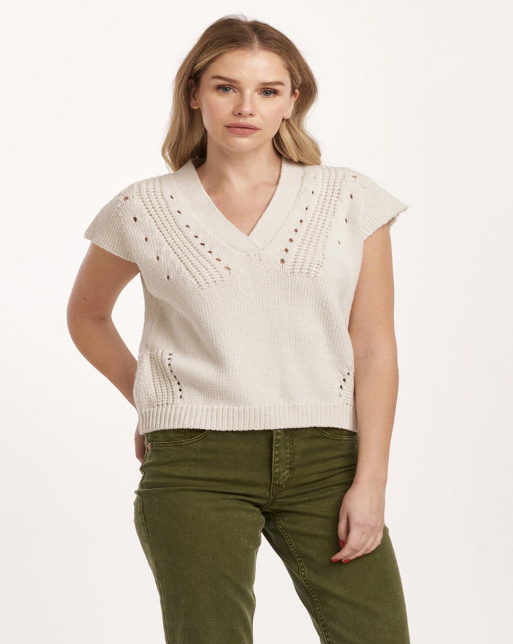 Una Crochet Sweater Ivory