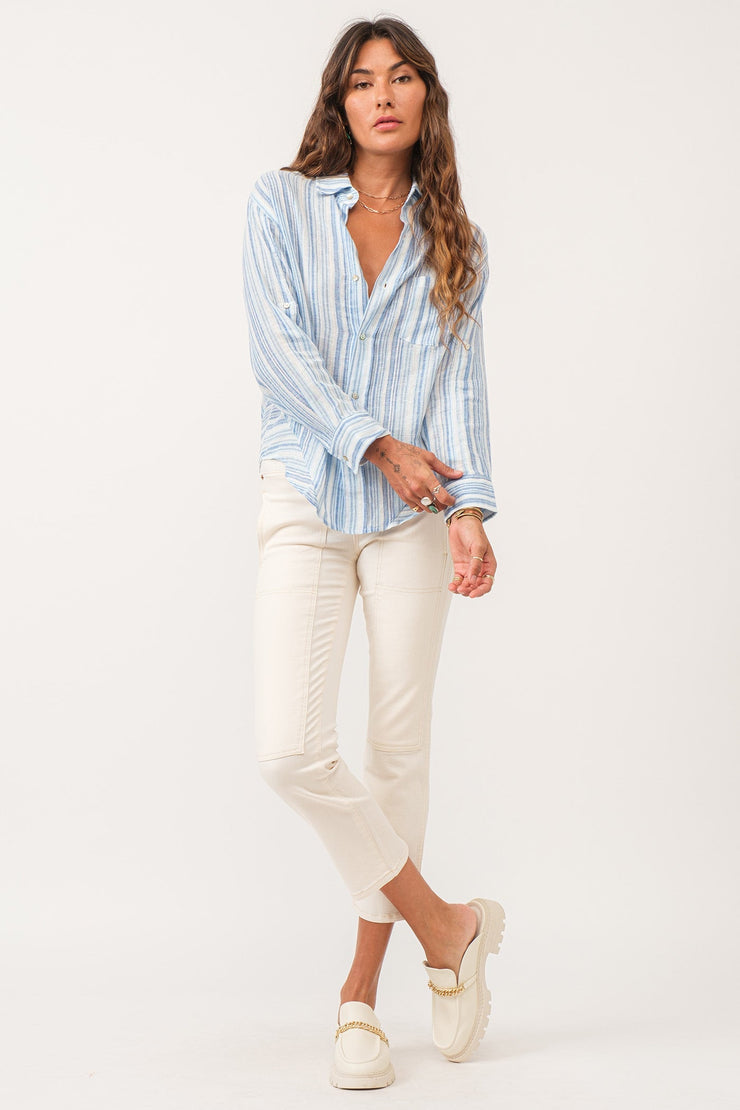 Lola Oversized Shirt- Blue Streak