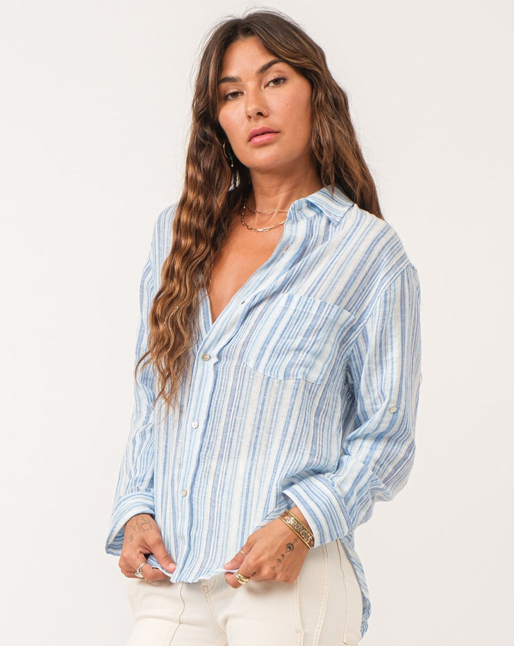 Lola Oversized Shirt- Blue Streak