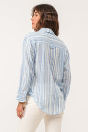 Lola Oversized Shirt- Blue Streak