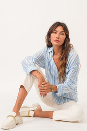 Lola Oversized Shirt- Blue Streak