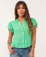 Doris Petal Sleeve- Green Flare