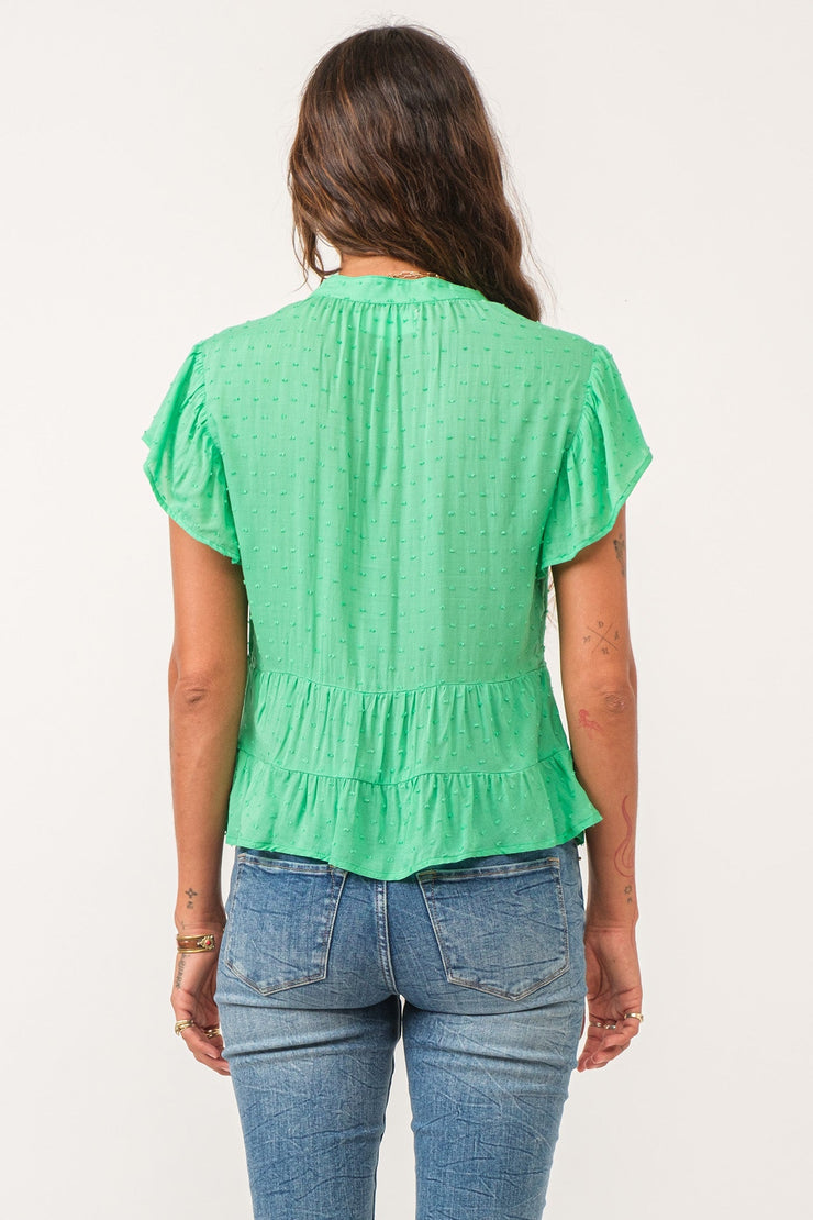 Doris Petal Sleeve- Green Flare