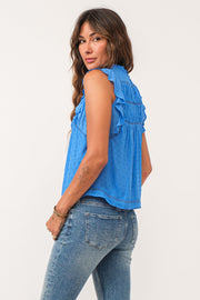 Alora Back Keyhole Top- Blue Star