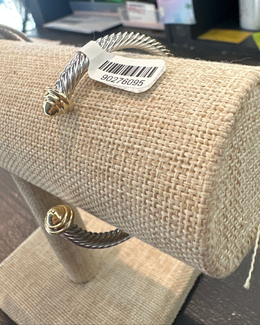 Silver Cuff Bracelet with Gold
