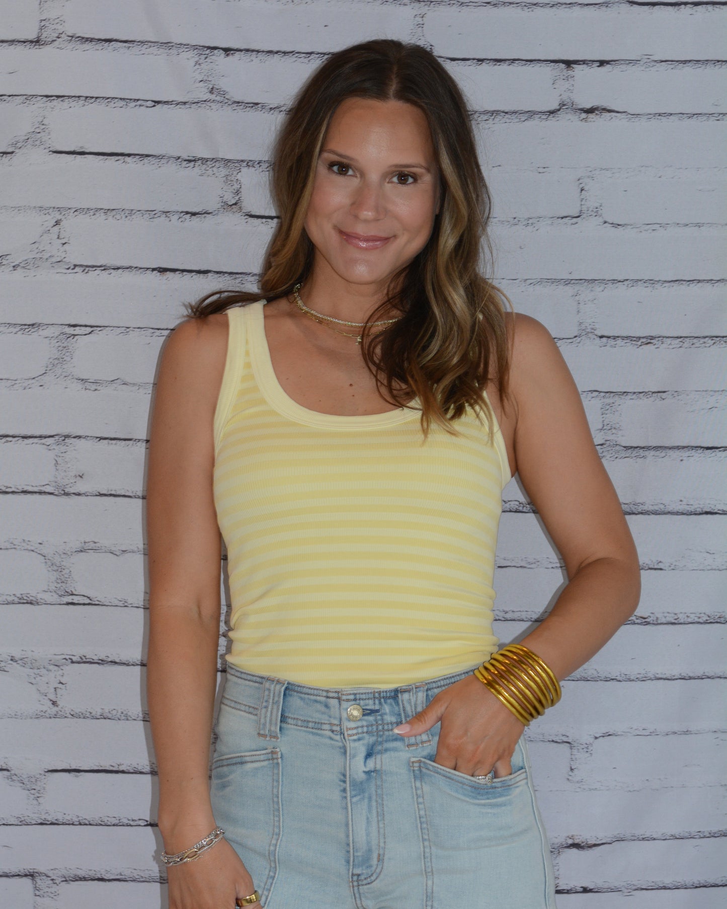 Reversible Striped Tank Pale Banana