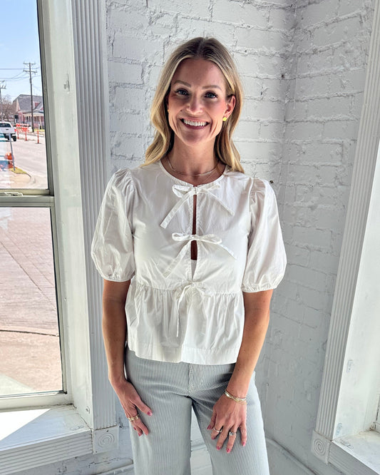 Abbey Front Bow Tie Top