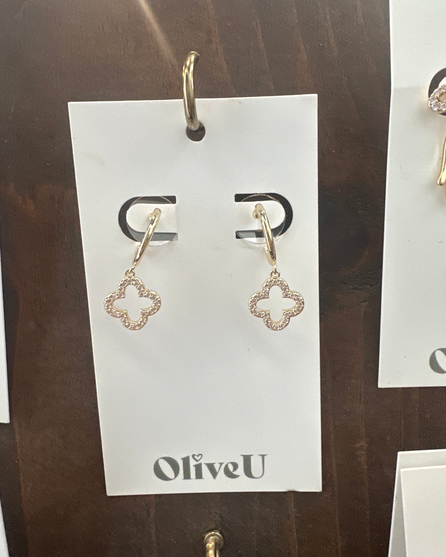 Silver Dangle Open Clover Earrings