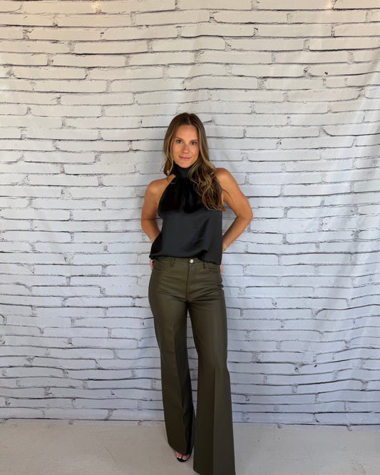 After Dark Satin Halter Black