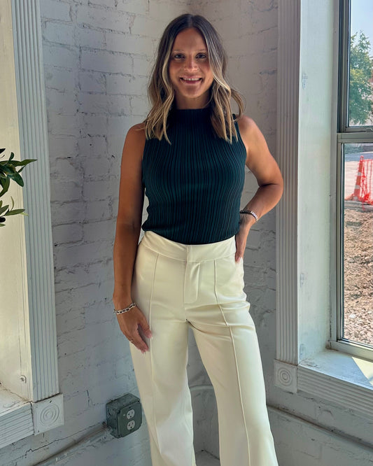 Ribbed Sleeveless Top Pine