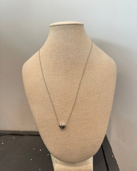 Silver solid heart necklace