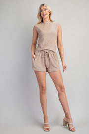 Mock Neck Short Set