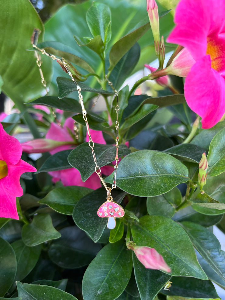 Mushroom Necklace - Pink