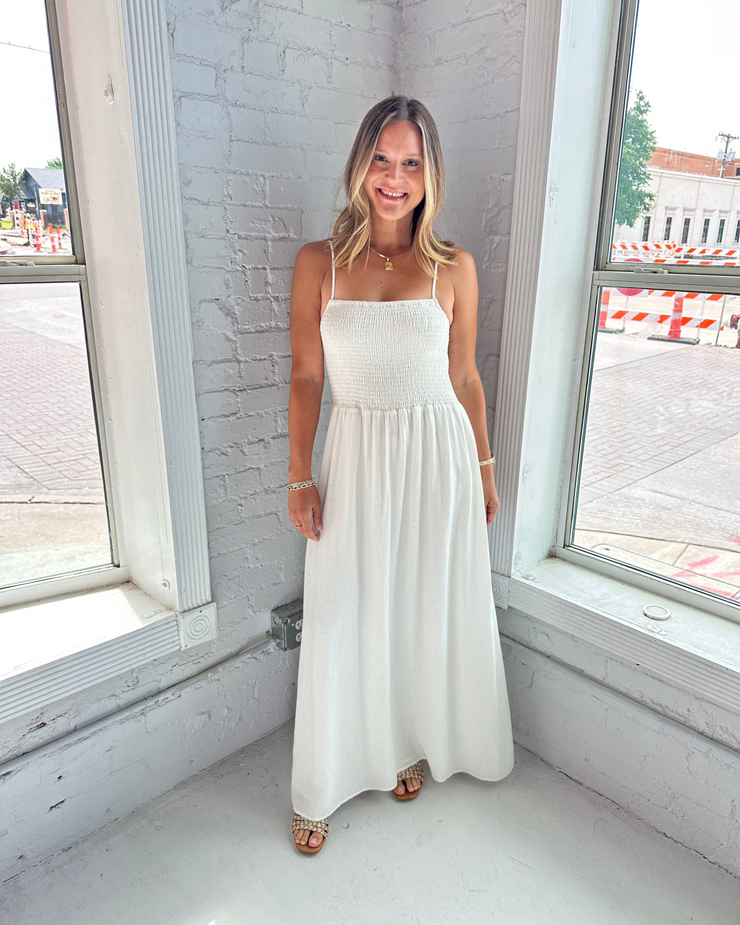 Bayside Linen Maxi Dress White