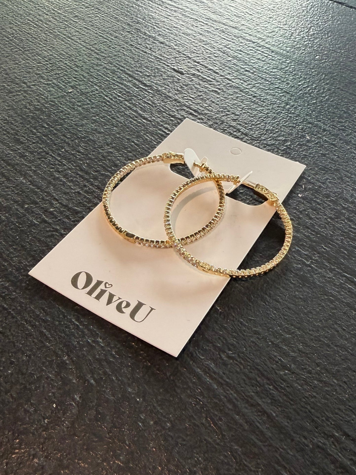 Large Inside Out Hoops Gold CZ