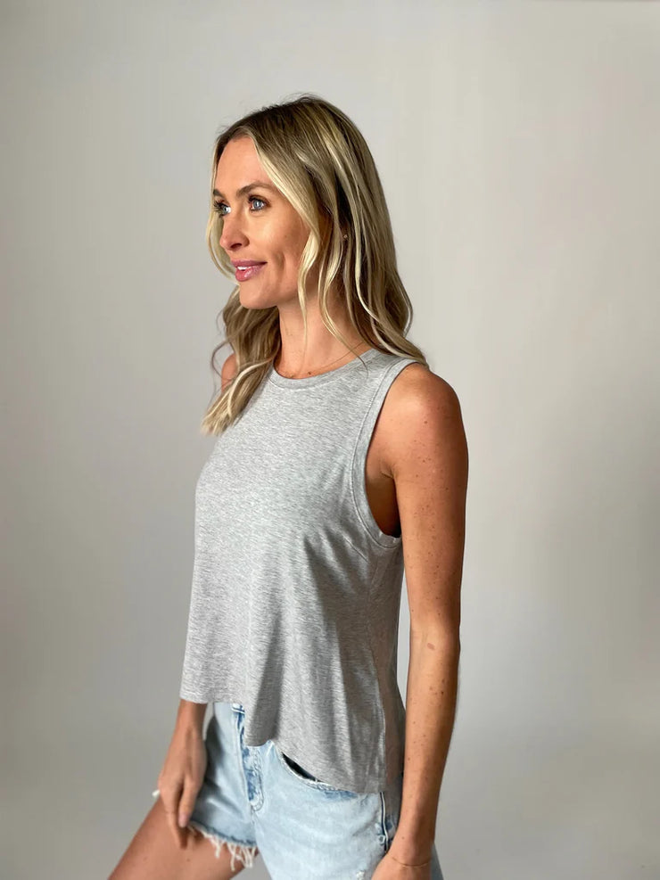 Riley Split Back Tank-Grey