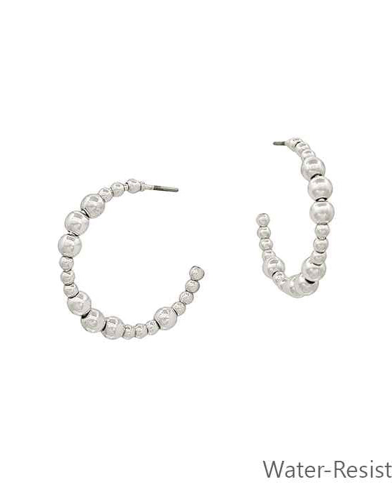 Silver Beaded 1" Hoop Earring