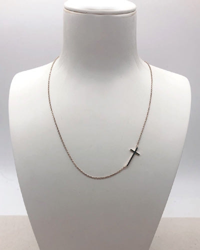 Gold Sideways Cross Necklace
