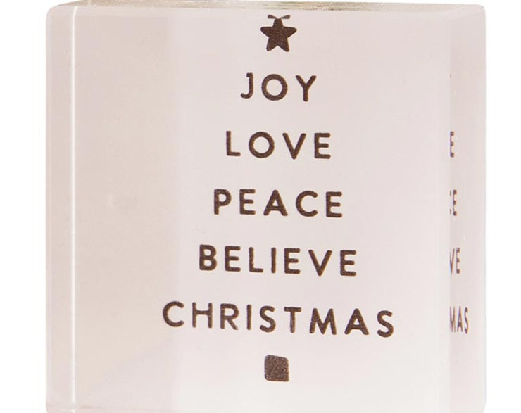 Mini Lucite Block - Joy Love Peace