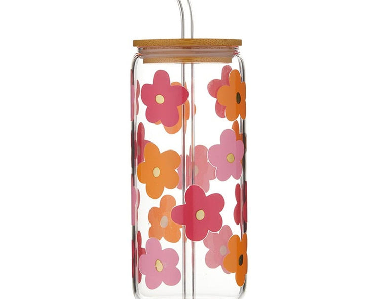 Glass Cold Brew Tumbler - Multi-Flowers