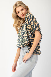 Printed Round Neck Blouse