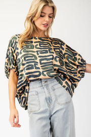 Printed Round Neck Blouse