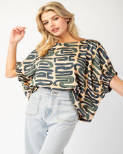 Printed Round Neck Blouse