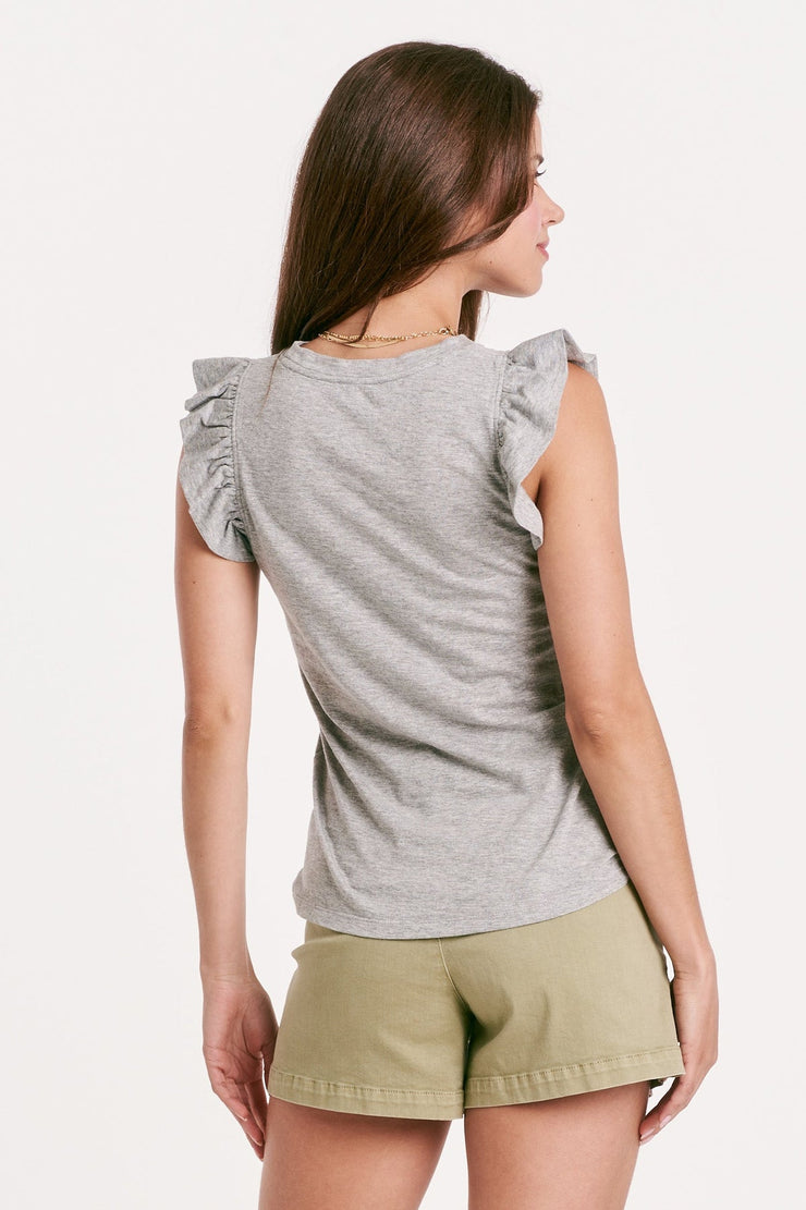 North Ruffle Top- Heather Grey