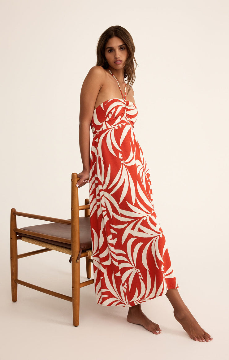 Elodi Palm Floral Midi Dress