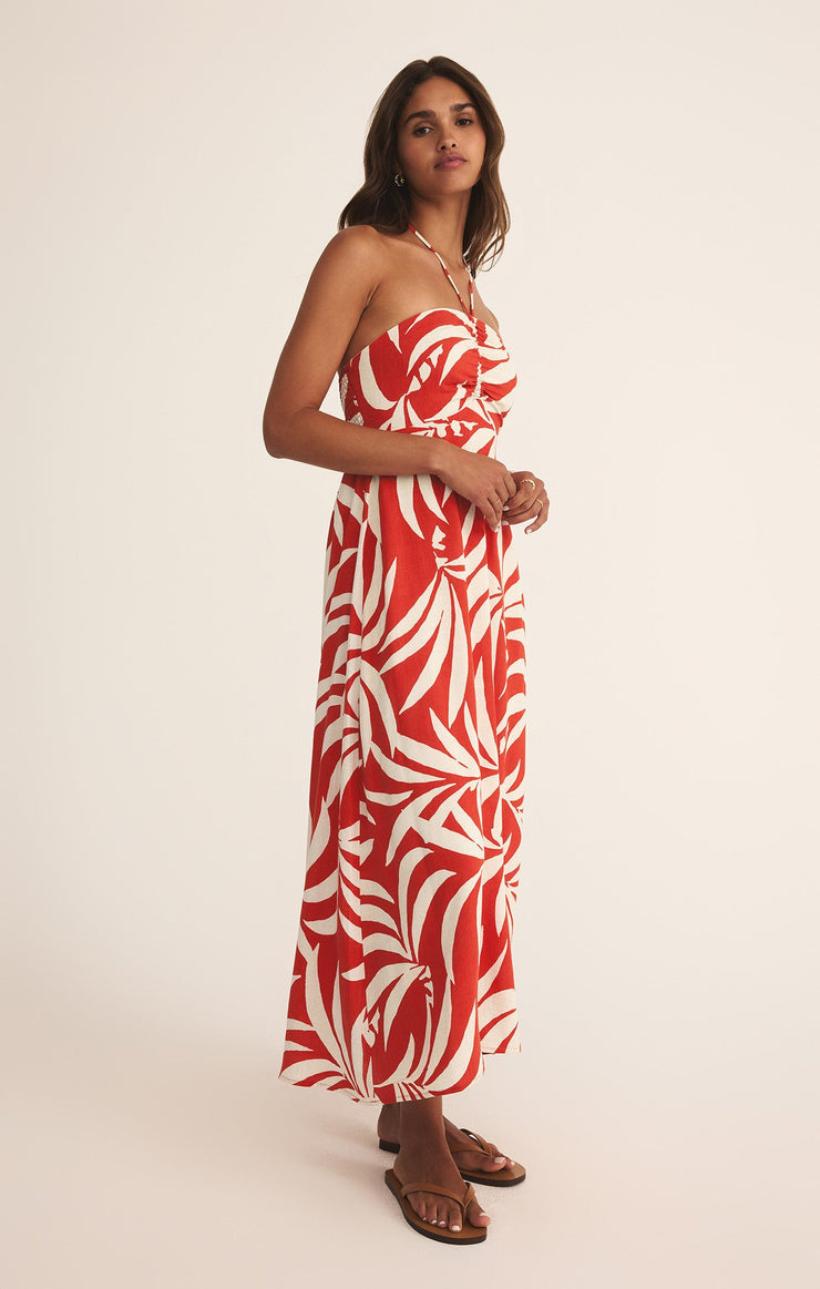Elodi Palm Floral Midi Dress