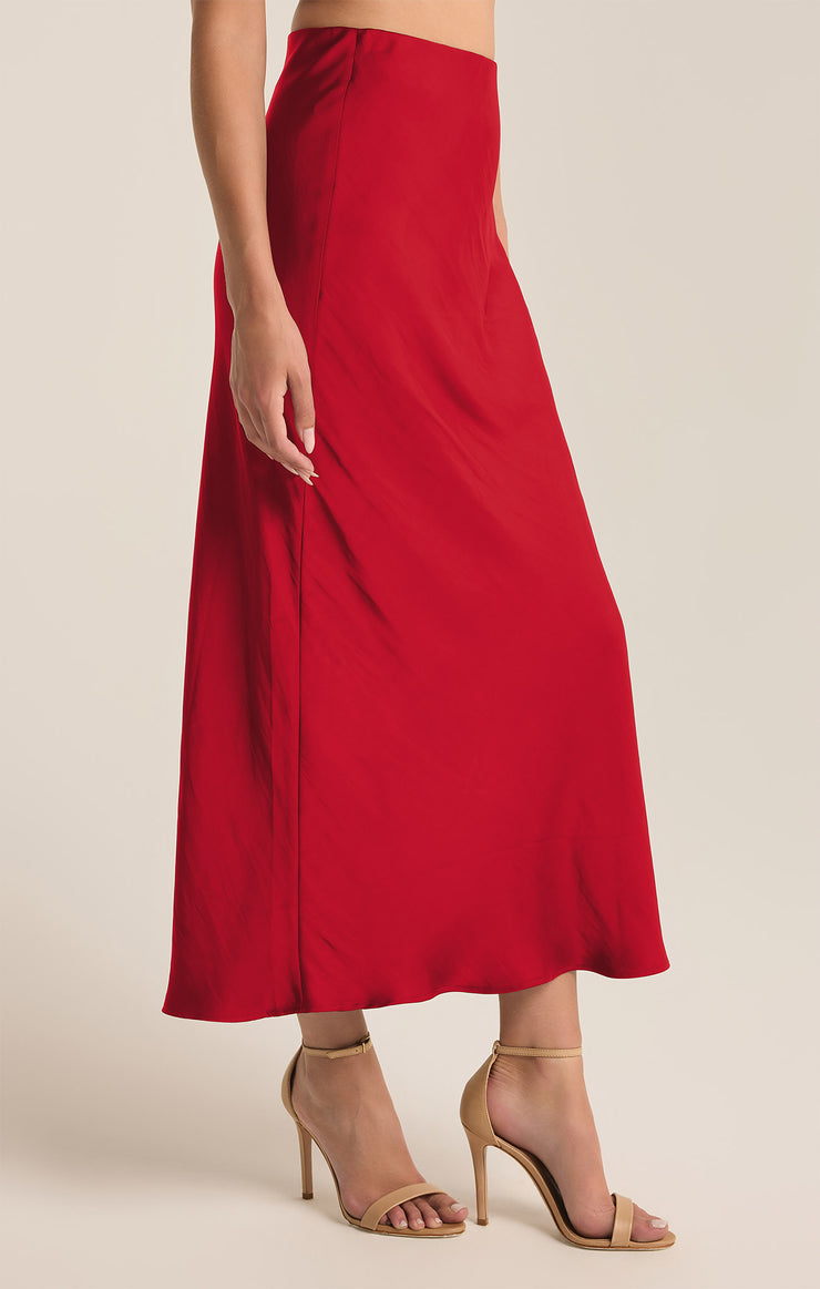 Europa Sheen Midi Skirt Haute Red