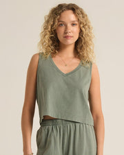 Sloane V-Neck Tank- Palm Green