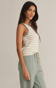 Hadley Striped Tank Sage Green