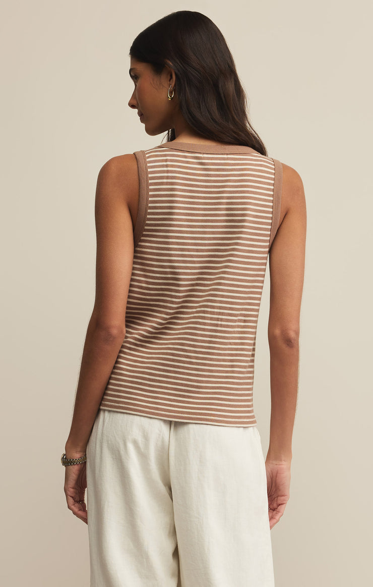 Elin Stripe Rib Tank Iced Coffee