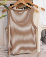Elin Stripe Rib Tank Iced Coffee