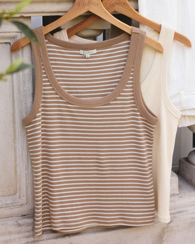 Elin Stripe Rib Tank Iced Coffee