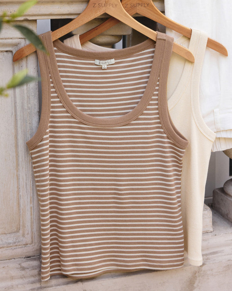 Elin Stripe Rib Tank Iced Coffee