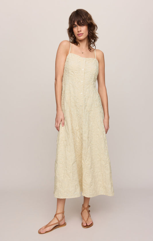 Angel Eyes Textured Midi Dress Champagne