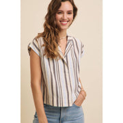 Linen Stripe Button-Down Collared Shirt