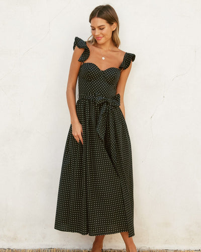 Pin Dot Corset Flutter Dress