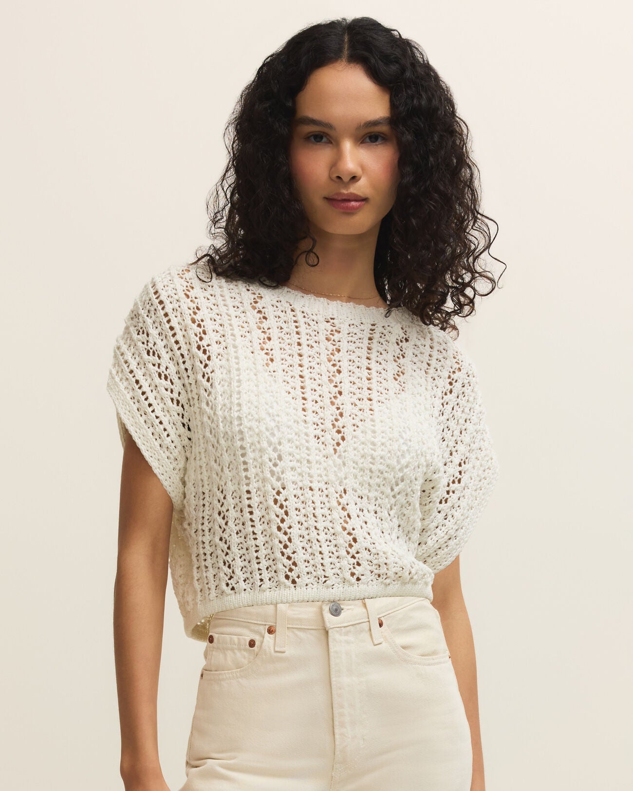 Ballas Crochet Top White